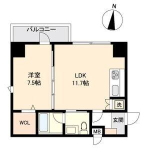 パークフラッツ新栄(1LDK/7階)の間取り写真