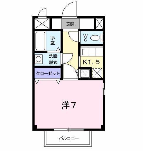 オードピュール IV(1K/1階)の間取り写真