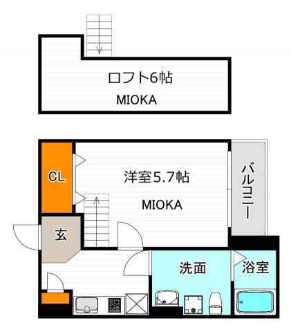 LOFT MD(1K/1階)の間取り写真