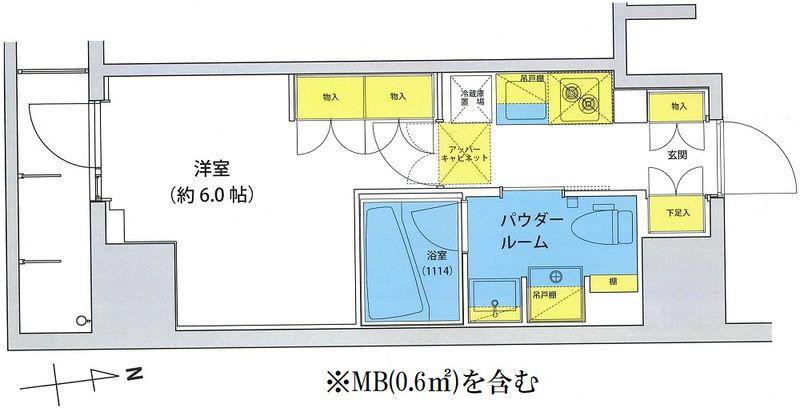アジールコート北品川(1K/8階)の間取り写真