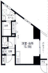 スカイプラザII(ワンルーム/3階)の間取り写真
