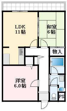 アスガルド(2LDK/1階)の間取り写真
