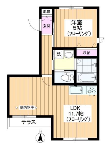 シェリーワン(1LDK/1階)の間取り写真