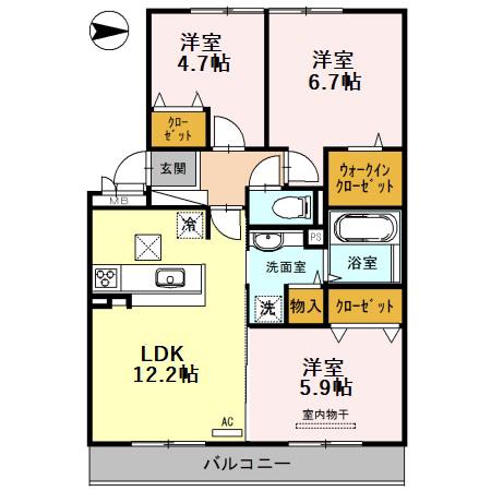 ブランシュ(3LDK/1階)の間取り写真