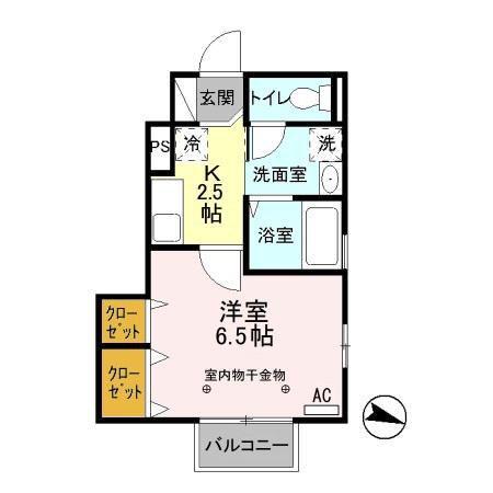 グレイスコート(1K/1階)の間取り写真