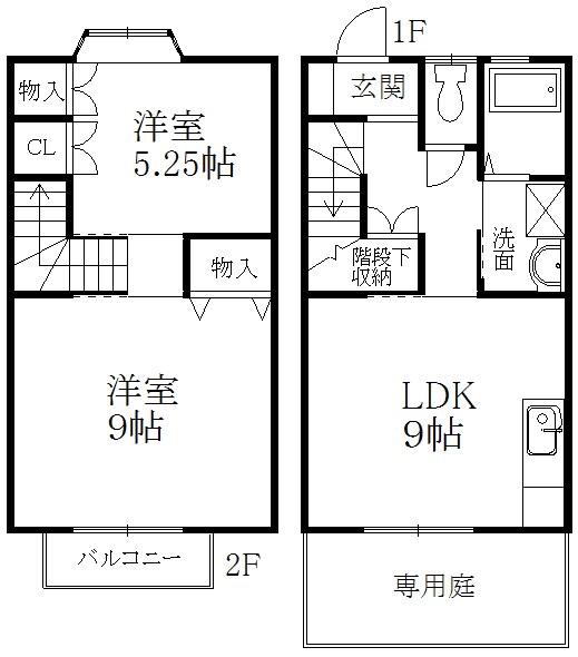 モンターニュII番館(2LDK/1階)の間取り写真