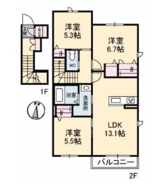 レザンオークス(3LDK/2階)の間取り写真