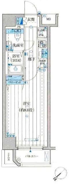 プレール・ドゥーク東京イーストII(1K/4階)の間取り写真