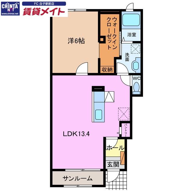 エア フィールド(1LDK/1階)の間取り写真