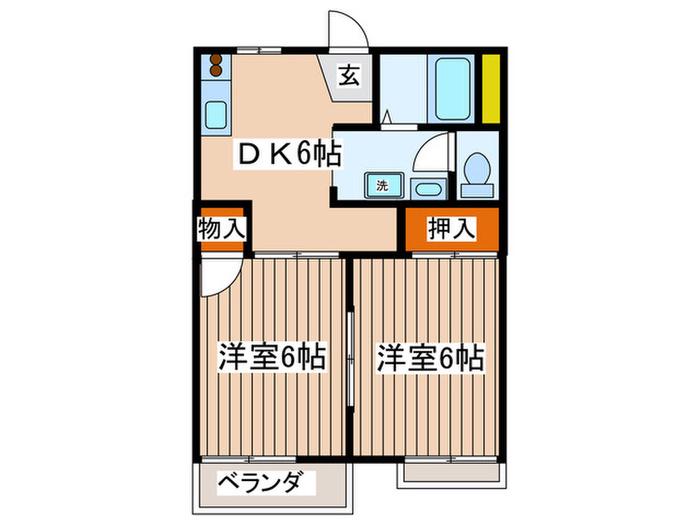 フレグランス厚木(2DK/1階)の間取り写真