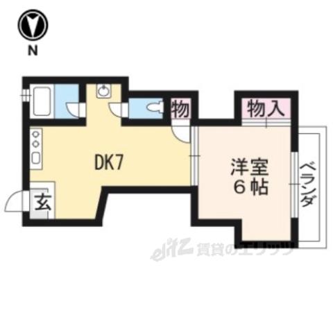 牧マンション(1DK/2階)の間取り写真