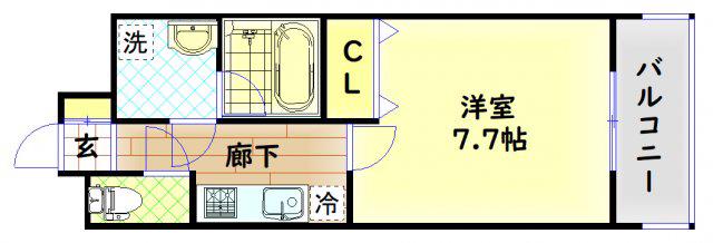 LA DOUCEUR九条(1K/3階)の間取り写真