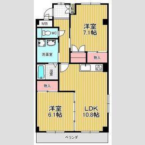 サンシャイン阪野(2LDK/2階)の間取り写真