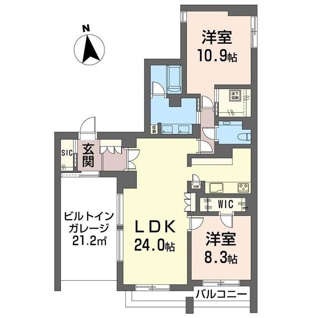 オーギュスト ソレイユ(2LDK/1階)の間取り写真