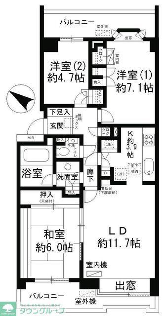 パーク・ハイム用賀南(3LDK/3階)の間取り写真