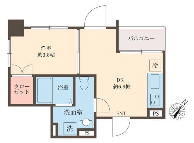 スフィア日本橋富沢町(1DK/3階)の間取り写真