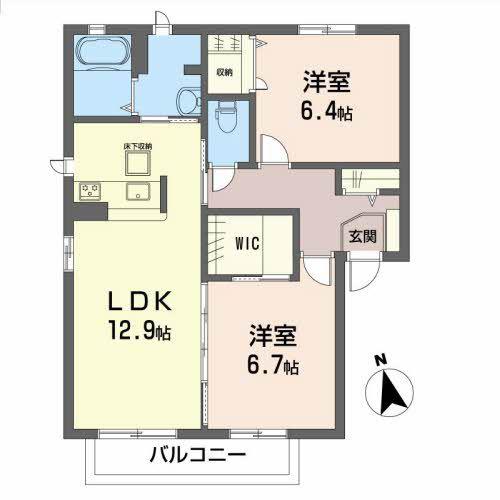 MAISON MAST桜C(2LDK/1階)の間取り写真