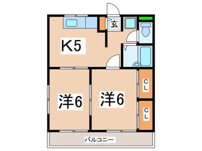 キャムハウスI(2K/3階)の間取り写真