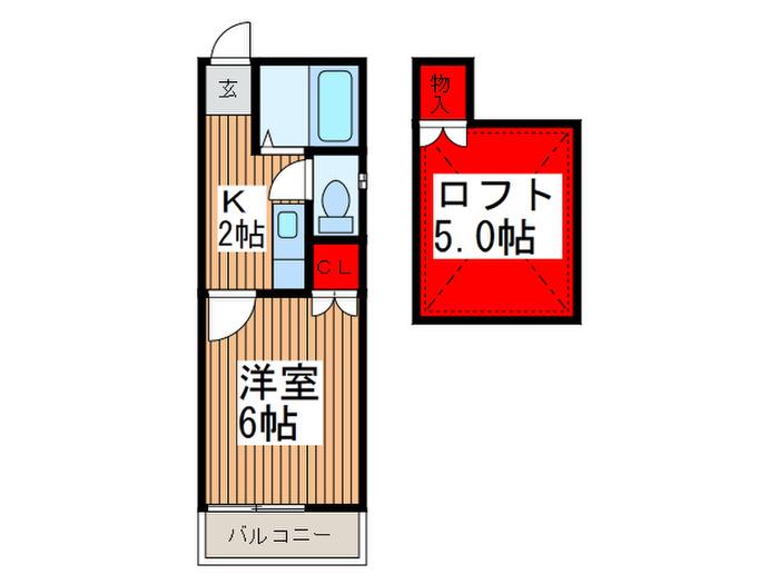 フェリース(1K/1階)の間取り写真