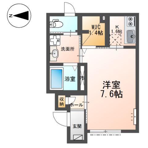 プランドール豊町(1K/1階)の間取り写真