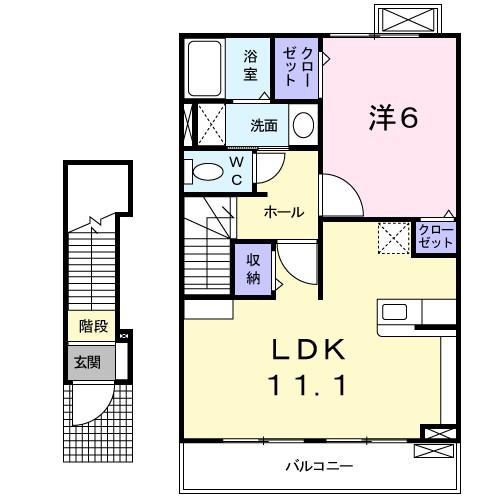 アマデウスハウス(1LDK/2階)の間取り写真