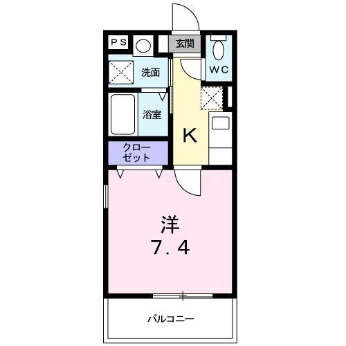 プラシード雪谷(1K/2階)の間取り写真