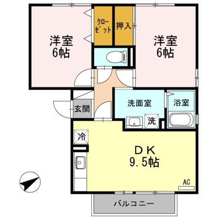 アミュー(2DK/3階)の間取り写真