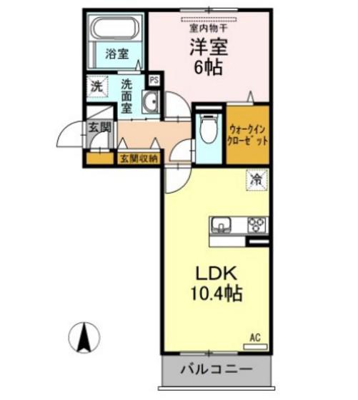 MERVEILLEB棟(1LDK/3階)の間取り写真