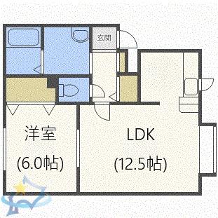 メゾンロワジール(1LDK/2階)の間取り写真