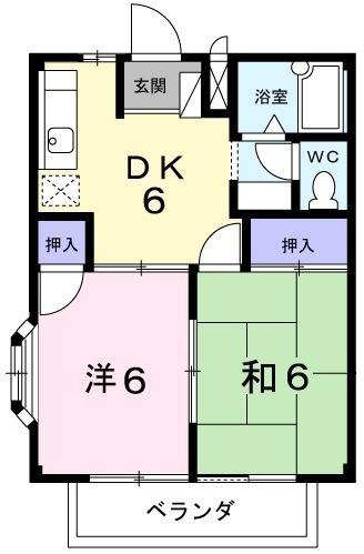 ハイツクリアスB(2DK/1階)の間取り写真