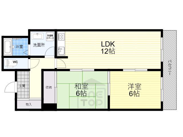 メロディーハイツ長野東(2LDK/2階)の間取り写真