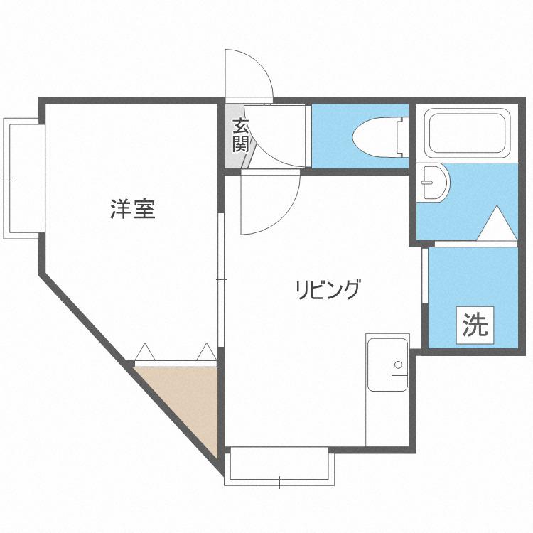 カーサ平和通(1DK/2階)の間取り写真