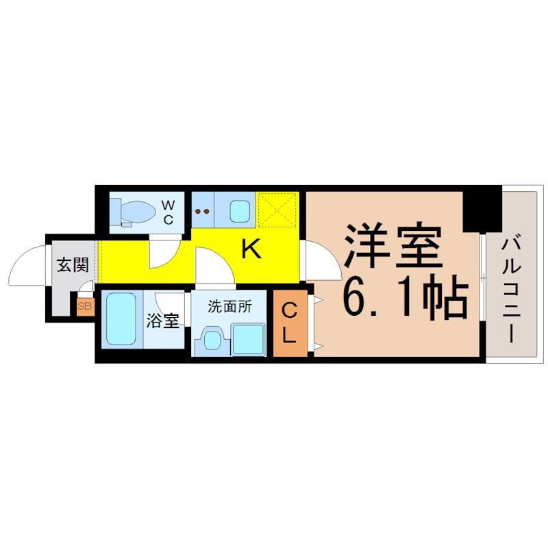 スカイホース(1K/8階)の間取り写真