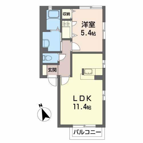 ラフィネC(1LDK/1階)の間取り写真