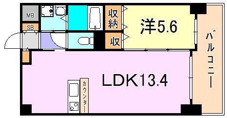 グレンパーク兵庫駅前(1LDK/6階)の間取り写真
