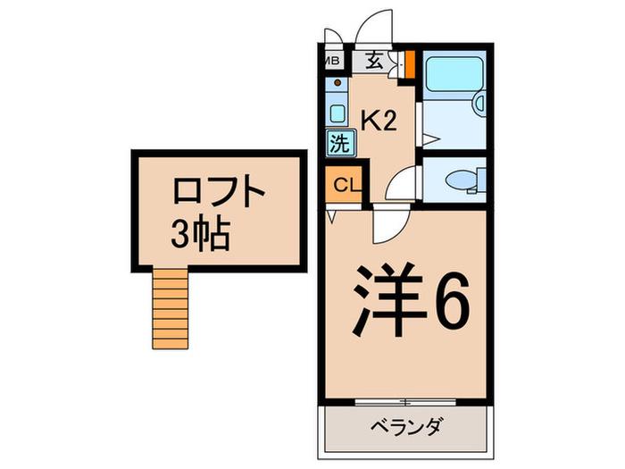 ドリームハイツ(1K/2階)の間取り写真