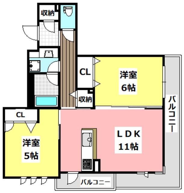 フォレストガーデンノース(2LDK/2階)の間取り写真