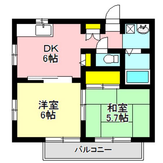 ガーデンクレスト(2DK/1階)の間取り写真