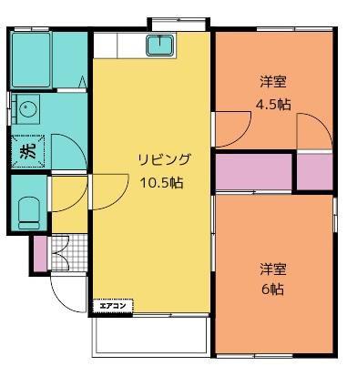 グランドハイツ下田(2LDK/1階)の間取り写真