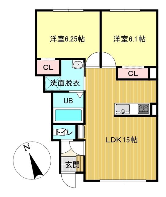 LA TERREI(2LDK/1階)の間取り写真