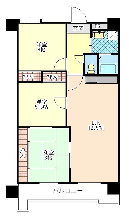 日生ロイヤルマンション上宗方(3LDK/8階)の間取り写真
