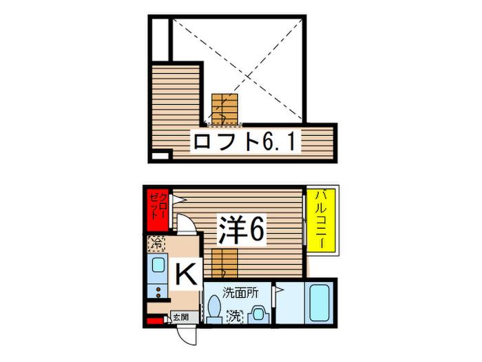 BLOOM(1K/2階)の間取り写真