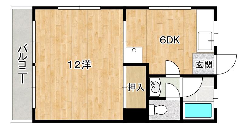 ハイツワカクサ(1DK/2階)の間取り写真