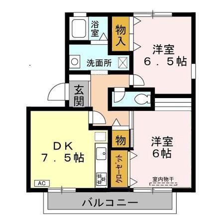 コスモパークC(2DK/2階)の間取り写真