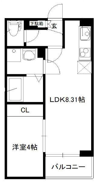 グラン大和町(1LDK/3階)の間取り写真