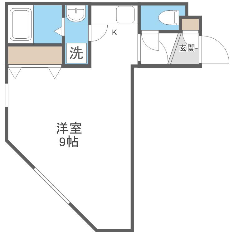 エヴァンスコート南1条(1K/4階)の間取り写真