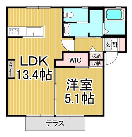 ヴェルドミール2(1LDK/1階)の間取り写真