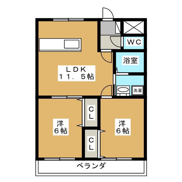 ベルエアー(2LDK/2階)の間取り写真