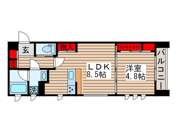 ラグナテラス(1LDK/2階)の間取り写真