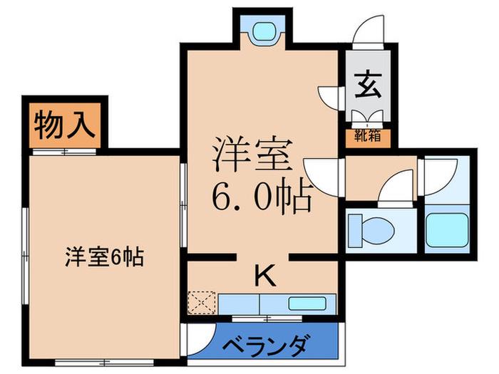 メゾン笹川(2K/2階)の間取り写真